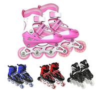 Roller in linea, pattini a rotelle, pattini da ghiaccio regolabili 3 in 1, per bambini e ragazzi, 41 x 35 x 11,5 cm, flash semplice, rosa, M