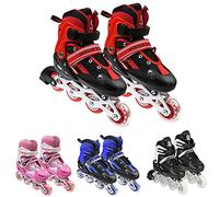 Roller in linea, pattini a rotelle, pattini da ghiaccio regolabili 3 in 1, per bambini e ragazzi, Flash semplice, M, rosso
