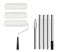 Roller Paint Brush Tool Set - Stainless Steel Paint Roller With Extendable Pole | Alluminio Lega e Poliestere DIY Home Painting Tool for Ceilings Walls Furniture Cabinet Doors