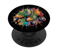 Roller Skates - Illustrazione Retro splash art sport urbani PopSockets PopGrip Adesivo
