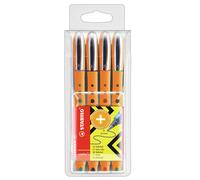 Rollerball - STABILO worker+ Medium - Wallet of 4 - Assorted Colours Medium gree