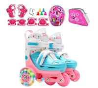 Rollers per bambini pattinaggio, ruote da parco giochi, pattini a rulli a tre punti per principianti, ruota illuminata con build leggeri, dimensioni regolabili per bambini di età compresa tra 3-8 anni
