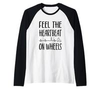 Rollerskater Feel The Heartbeat On Wheels Pattini a rotelle Maglia con Maniche Raglan