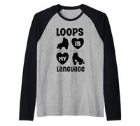 Rollerskater Party Loops Is My Language Pattini a rotelle Maglia con Maniche Raglan
