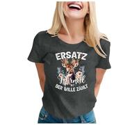 Rolli - Maglietta da donna divertente Oktoberfest con stampa renna, comoda alternativa al vestito attillato Cordula T Shirt da donna, grigio., L