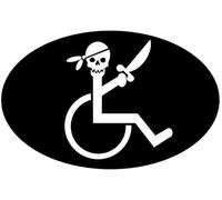 Rolli Rollstuhl junge Pirat Säbel Aufkleber Sticker Autoaufkleber Auto