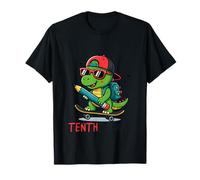 Rollin' Into 10th Grade T-Rex Skateboarding Back To School Maglietta