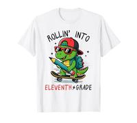 Rollin' Into 11th Grade T-Rex Skateboarding Back To School Maglietta
