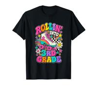 Rollin Into 3rd Grade Retro Roller Skate Torna a Scuola Maglietta