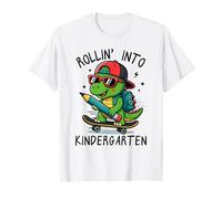 Rollin' Into Kindergarten T-Rex Skateboarding Back To School Maglietta