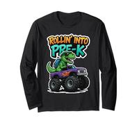 Rollin' Into Pre-K T-Rex Monster Truck Nuovo Anno Scolastico Ragazzi Maglia a Manica