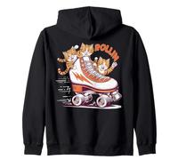 Rollin - Pattini a rotelle in stile retrò, motivo: gatti Felpa con Cappuccio