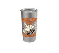 Rollin With My Ghoulies Ghost Skateboard Halloween Bicchiere termico in acciaio inox doppia parete
