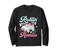 Rollin with My Homies con Retro Rolling Skate Design Maglia a Manica