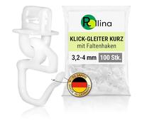 Rollina klick-Gleiter | Ganci per binari con corsa interna da 3,2-4mm | Ganci per tende corti | anche per roulotte, camper, roulotte nomadi, camion | 100 pezzi | Prodotto in Germania