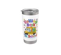 Rolling Back To School Cute Animals Bus First Day Bicchiere termico in acciaio inox doppia parete