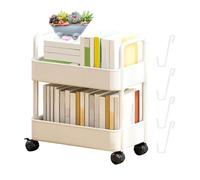 Rolling Cart - Cart per scaffalatura mobile a 2 livelli | Cart per libri rotanti a 360 gradi con ruote | Carrello per libri in PP | Carrello per riporre oggetti con ruote | Carrello di fornitura esco