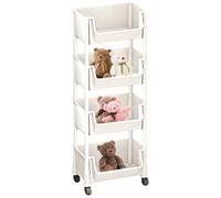 Rolling Cart Organizer, Book Multi-Tier Wheeling Cart with Wheels, Toys Stationery Snacks Organizer for Small Rooms, for Narrow Spaces, Study Room, Classroom, Home Office, Craft Room Storage