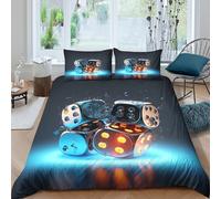 Rolling diceSet Di Copripiumino morbida microfibra Set di 3 Pezzi stampa 3D con cerniera Digital game art style copripiumino con federe traspirante ultra morbido for ragazze King（220x240cm）