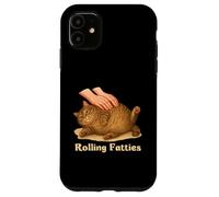 Rolling Fatties Funny Chubby Fat Tabby Cat Meme Lazy Cat Custodia per iPhone 11