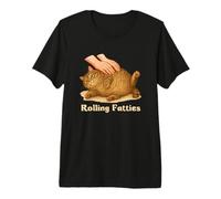 Rolling Fatties Funny Chubby Fat Tabby Cat Meme Lazy Cat Maglietta Premium