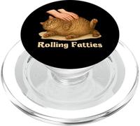 Rolling Fatties Funny Chubby Fat Tabby Cat Meme Lazy Cat PopSockets PopGrip per MagSafe