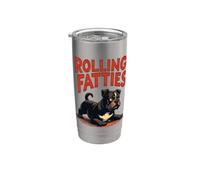 Rolling Fatties - Simpatico design con cane grasso per uomini, donne e bambini Bicchiere termico in acciaio inox doppia parete