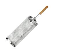 Rolling Grilling Basket, BBQ Cylinder Cage, Mesh Rotating Grill Accessory, Heat-Resistant, Easy-Turn Barbecue Tool for Meat Shrimp Vegetables Outdoor Cooking, 4.53x19.94 Inches