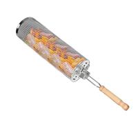 Rolling Grilling Baskets, BBQ Grilling Net Tube, Stainless Steel Mesh Rotating Barbecue Cylinder Cage, for Meat, Shrimp, Vegetable, Fish, Sausages, Kabobs, Cooking, Picnic