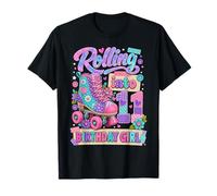 Rolling Into 11 Years Old Roller Skating Girl 11th Birthday Maglietta