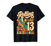 Rolling Into 13 Years Old Roller Skating Girl 13th Birthday Maglietta