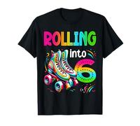 Rolling Into 6 anni Pattinaggio a rotelle 6 ° compleanno bambini Maglietta
