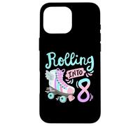 Rolling Into 8 Pattini a rotelle Skater Girl 8th Birthday Party Custodia per iPhone 16 Pro Max