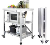 Rolling Kitchen Island Cart con contenitore, 3 ripiani origami carrello Utility su ruote con ruote bloccabili per organizzazione della cucina