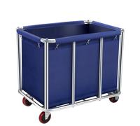 Rolling Laundry Basket Carrello 400L Grande Heavy Tainless Steel Laundry Trolley Carrello con ruote e fodera in tela rimovibile per Lndustrial/Home (colore : blu)
