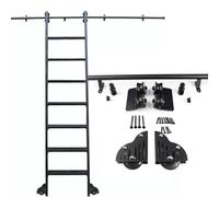 Rolling Library Hardware Kit - Kit binario scorrevole nero, binario mobile in acciaio da 1 m a 6 m (senza scala) con rotella a rulli (kit binario da 400 cm)