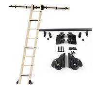 Rolling Library Scala Hardware Track Kit (senza scaletta), 3.3ft-20ft Kit porta scorrevole per fienile con ruote a pavimento, Scala mobile per cucina del magazzino del bar(488cm Kit pista)