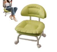Rolling Low Stool with Backrest, 360° Swivel Chair with Silent Casters 50cm