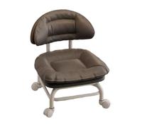 Rolling Low Stool with Backrest, 360° Swivel Chair with Silent Casters 50cm
