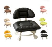 Rolling Low Stool with Backrest,Padded Seat & 360° Swivel Silent-Glide Chair,Rolling Backrest Chair with Wheels for Home,Office,Shop,Garage,Library,Workshops