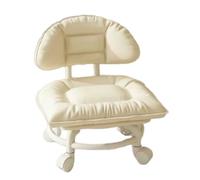 Rolling Low Stool with Backrest,Padded Seat & Silent Casters,360° Swivel