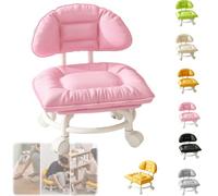 Rolling Low Stool with Backrest,Padded Seat & Silent Casters,360° Swivel