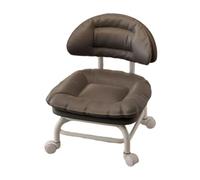 Rolling Low Stool With Backrest | Swivel Chair With 360° Silent Casters