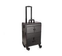 Rolling Makeup Case Detachable Clear Bag Drawers Organizer Tool Box | aluminum alloy structure, lockable protection, built-in drawers, makeup bag and nail polish organizer