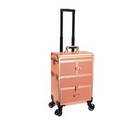 Rolling Makeup Case Detachable Clear Bag Drawers Organizer Tool Box | aluminum alloy structure, lockable protection, built-in drawers, makeup bag and nail polish organizer