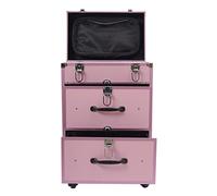 Rolling Makeup Case, grande trolley cosmetico con serrature, borsa per il trucco con divisori, organizer per cosmetici su The Go Make Up Nail Art per lo styling dei capelli (rosa), Colore: rosa., alla