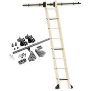 Rolling Rustic Black Sliding Library Office Ladder Hardware Track Rail Kit, Closet Bar Magazzino Roller System, 1 m Track Kit