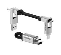 Rolling Square inCharge 6 - Portachiavi con Cavo Usb Type-c, Cavetto Universale Cellulare, Regalo Uomo, Caricatore Universale Cellulare 6 in 1, Gadget Tecnologico, Argento, Cavo Lightning da 15W