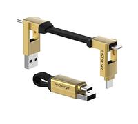 Rolling Square inCharge 6 - Portachiavi con Cavo Usb Type-c, Cavetto Universale Cellulare, Regalo Uomo, Caricatore Universale Cellulare 6 in 1, Gadget Tecnologico, Oro, Cavo Lightning da 15W