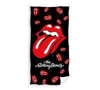 Rolling Stones Asciugamano Da Bagno Lips 100% Cotone Nero Morbido Velour